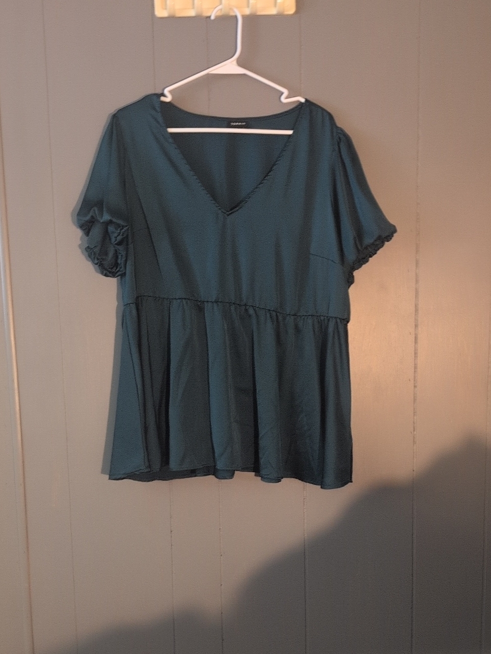 V-Neck Peplum Tunic Top - Teal